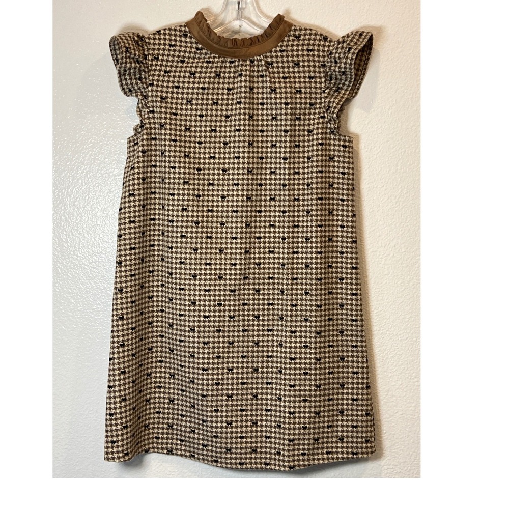 NWT VOY Brown Houndstooth Bow Back Mini Dress  Preppy Coquette - Size S